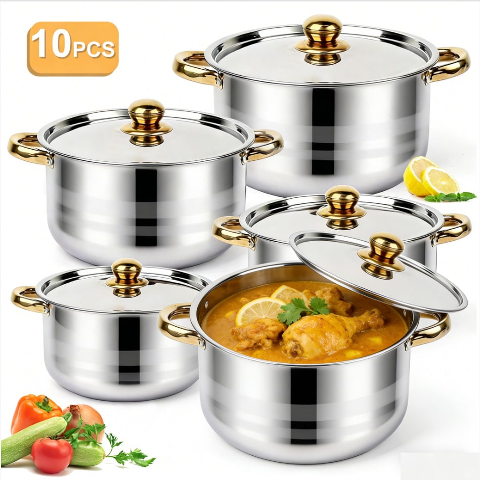 Home Cooking Restaurants - Set di pentole in acciaio inossidabile,